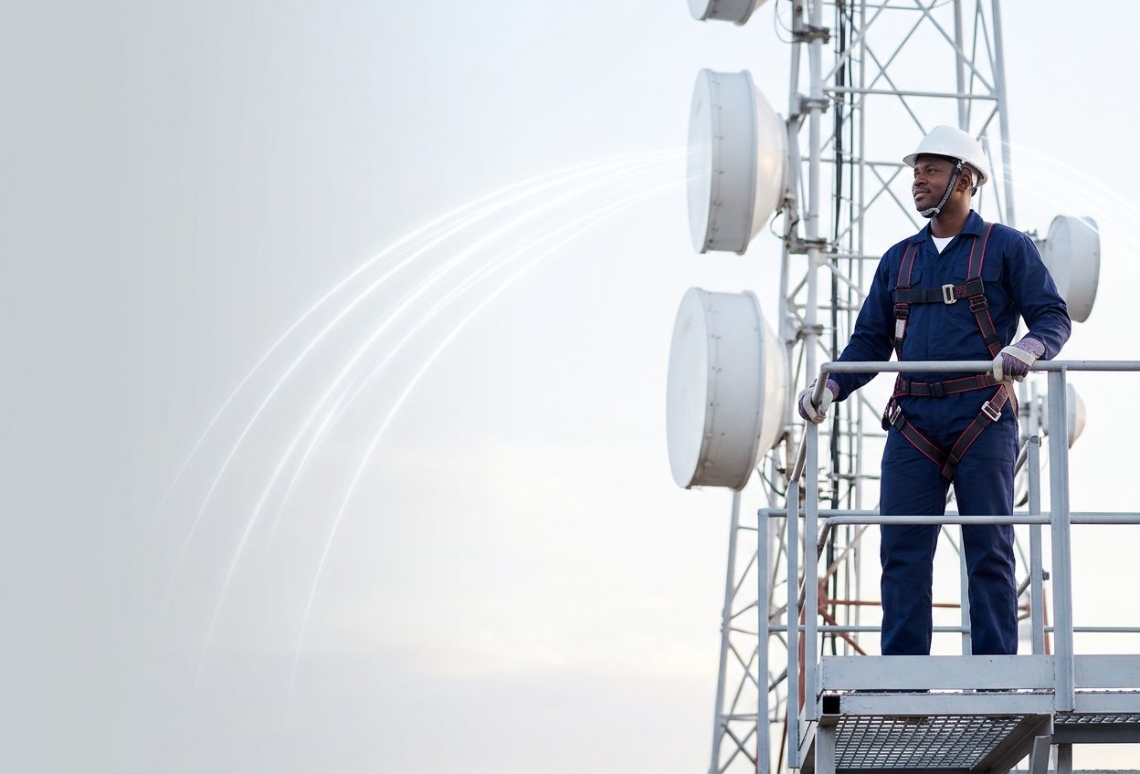 Engineer on a telecom tower